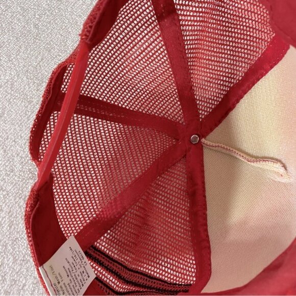 Vintage Red Black Rocky Lane Farms Mesh Back Snap Back Trucker Hat - Picture 9 of 10